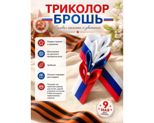 Георгиевская брошь триколор