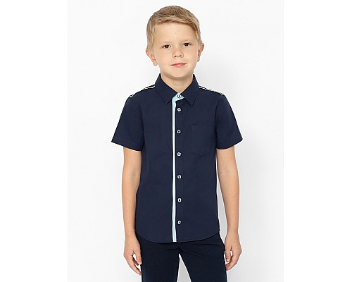 Рубашка классическая для мальчика (т. синий)