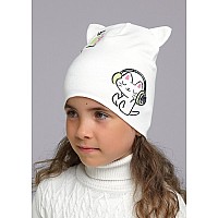 Детская двойная шапка с ушками, молочный