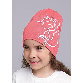 Двойная детская шапка, единорожка, розовый