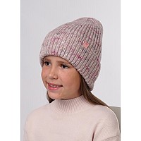 Подростковая шапка с отворотом, св. розовый/т. сиреневый
