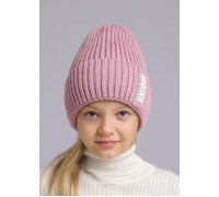 Детская шапка с отворотом флис, розовый