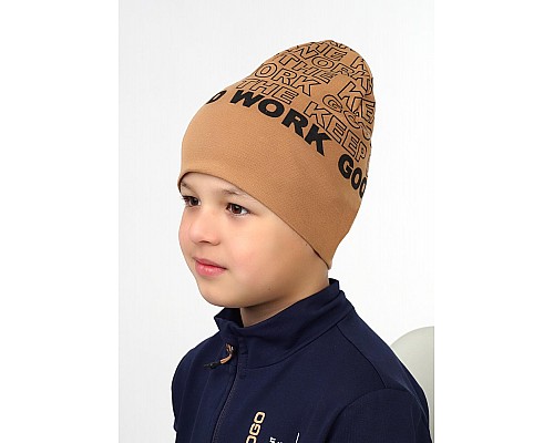 Детская шапочка для мальчика, св. коричневая