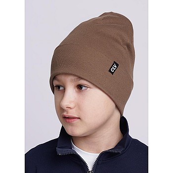 Детская двойная шапка, коричневый