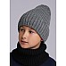 Детская шапка с отворотом флис, меланж серый