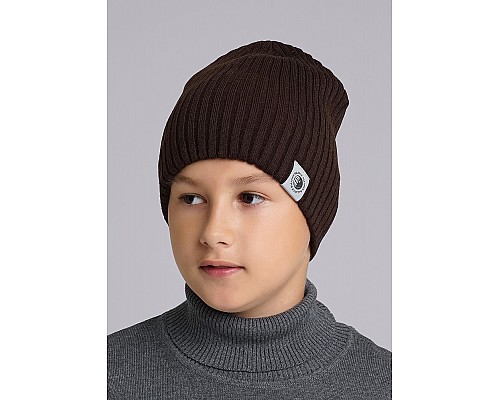 Детская шапка с флисовым подкладом, коричневый