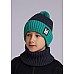 Детская шапка с помпоном, т.серый/зеленый