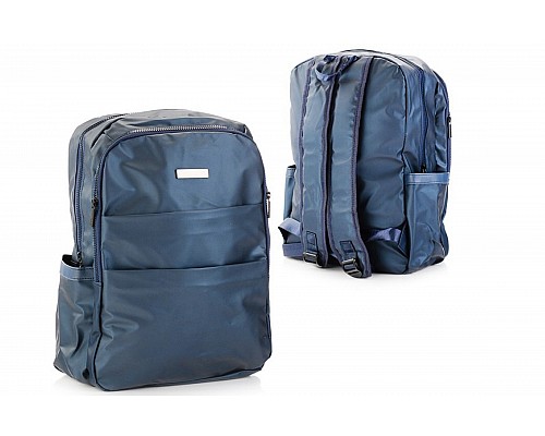 Рюкзак подростковый, 2 отделения на молнии, 2 накладных и 2 кармана, темно-синий