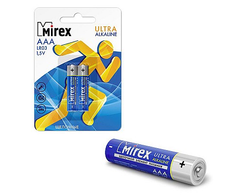 Батарея щелочная Mirex LR03 / AAA 1,5V, блистер 2 шт.