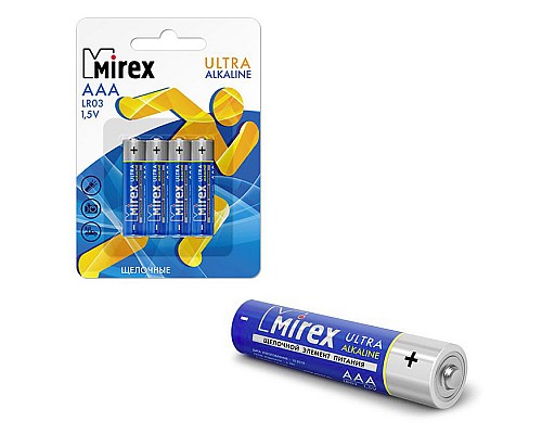 Батарея щелочная Mirex LR03 / AAA 1,5V, 4 шт., блистер
