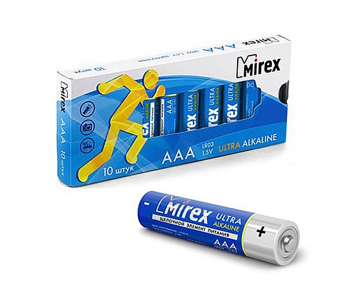 Батарея щелочная Mirex LR03 / AAA 1,5V, в упаковке 10 шт.