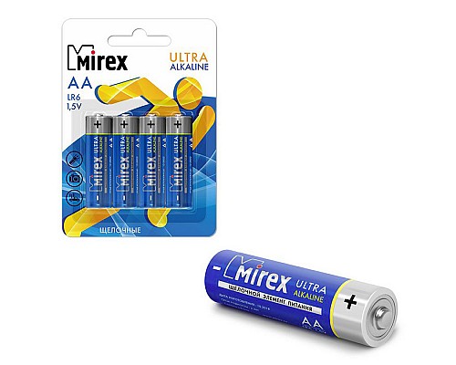 Батарея щелочная Mirex LR6 / AA 1,5V, 4 шт. блистер