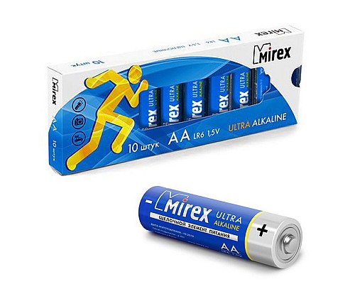 Батарея щелочная Mirex LR6 / AA 1,5V, в упаковке 10 шт.