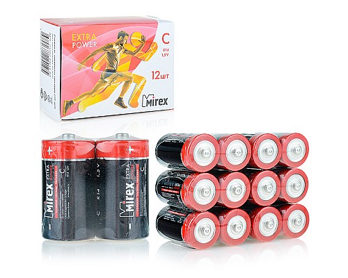 Батарея солевая Mirex R14/ С 1,5V, 12 шт, shrink