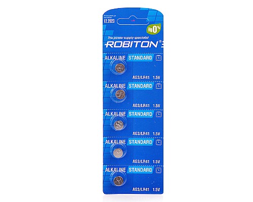 Батарейки алкалиновые ROBITON STANDARD R-AG3-0-BL5 (0% Hg) AG3 LR41 392 192 BL5