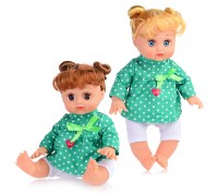 Кукла озвученная, в золотой кофточке, в горошик, в рюкзаке