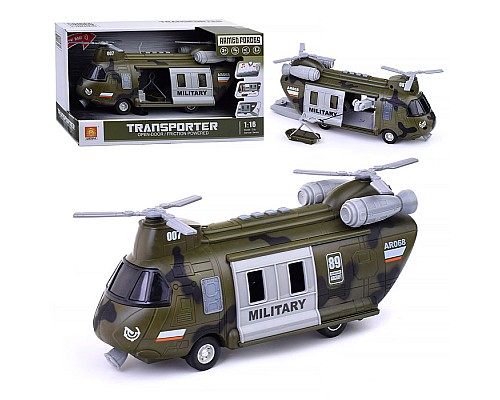 Вертолет "Транспортер" 1:16 (свет, звук) на батарейках, в коробке