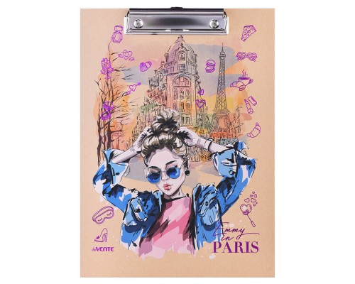 Клипборд "Emmy in Paris" A4 (225x315 мм) картон толщина 2 мм, крафт бумага, тиснение фольгой, индивидуальная упаковка