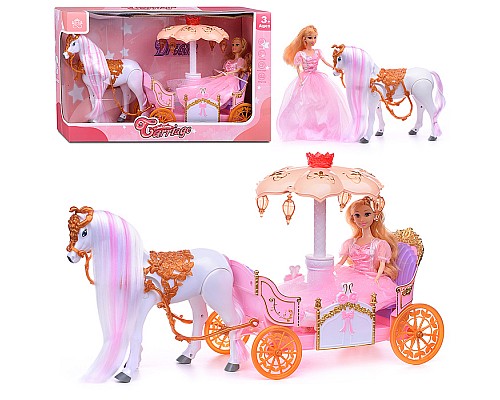 Карета "Розовая сказка" с лошадкой, в коробке