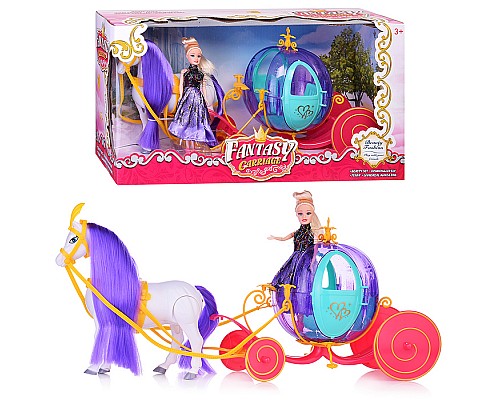 Карета "Фантазия" с лошадкой и куклой, в коробке