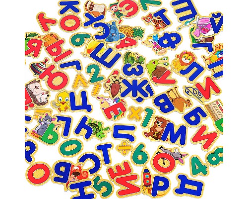 Деревянная азбука + цифры и знаки на магнитах