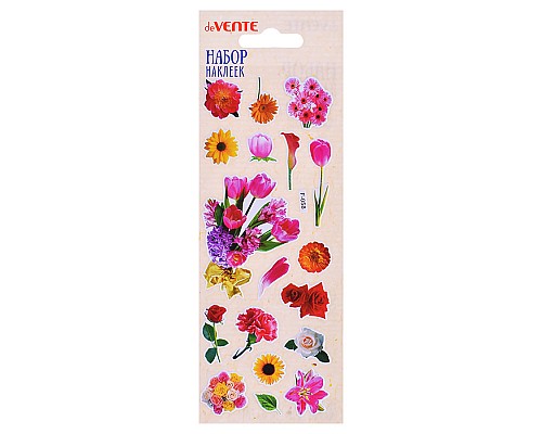 Набор наклеек для творчества "Butterflies & Flowers" 7x17 см, объемные, многоразовые, набор 1 шт, в пластиковом пакете с блистерным подвесом, ассорти 3 дизайна