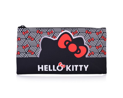 Пенал плоский "Hello Kitty" Размер: 20,5*10,8 см. Изготовлен из полиэстера, 210 ден. Имеется одно основное отделение на молнии. Предназначен хранения, канцелярских принадлежностей и прочих мелочей,  может использоваться в качестве необольшой кос