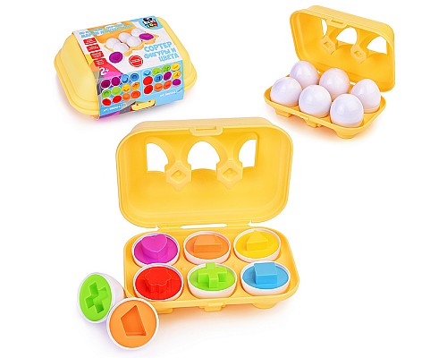 Развивающий набор BABY YOU сортер "Фигуры - цвета", 6 яиц в лотке, ВОХ 17х12х7см.