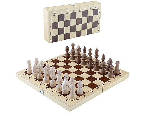 Шахматы деревянные обиходные с доской, парафин.