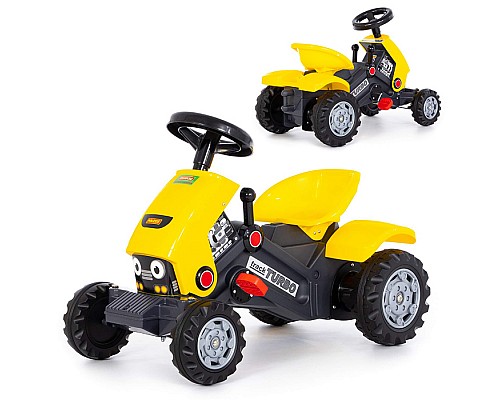 Каталка-трактор с педалями "Turbo-2" (жёлтая)