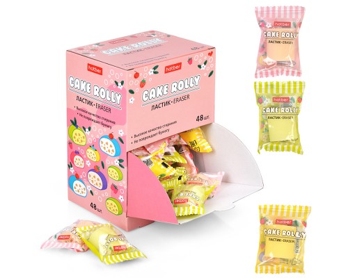 Ластик PVC Cake Rolly/Рулетики 48шт. в картонной дисплей-витрине