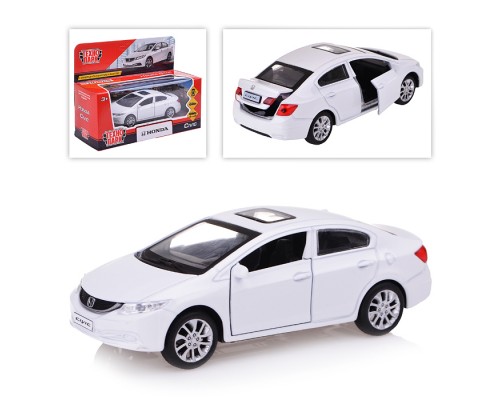 Машина металл Honda Civic 12см, (открыв. двери,белый) инерц., в коробке