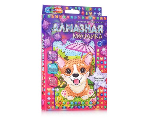 Алмазная мозаика "Милая корги" 10*15 см.