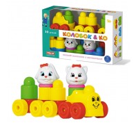 Конструктор «Колобок и компания» 30 деталей с паровозиком