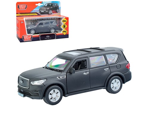 Машина металл Infiniti QX80, 12,5 см, (откр. двери, баг., черный) инерц, в коробке