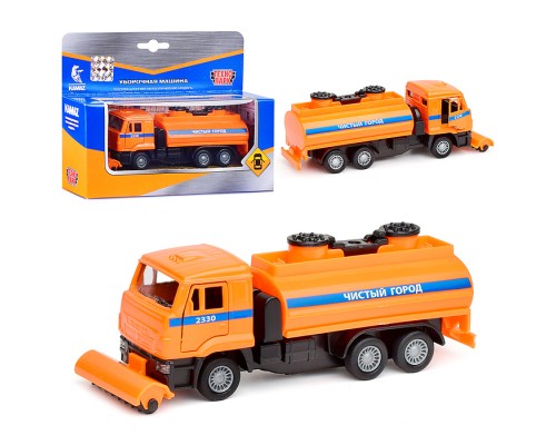 Машина металл KAMAZ уборочный 14 см, (дв., подв.,дет.,) инерц., в коробке