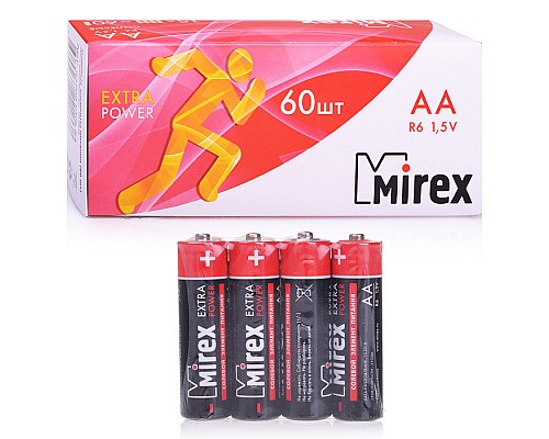 Батарея солевая Mirex R6 / AA 1,5V, в упаковке 60 шт