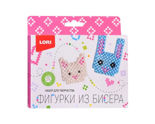 Фигурка из бисера  "Котенок, зайчонок"