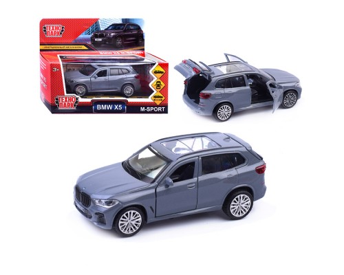 Машина металл BMW X5 M-SPORT 12 см, двери, багаж, инерц, мокрый асфальт, в коробке