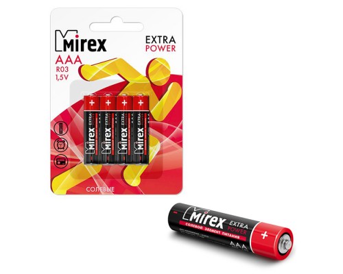 Батарея солевая Mirex R03 / AAA 1,5V, блистер 4 шт.