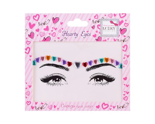 Стразы для лица Hearty Eyes, Lukky Fashion Love Collection, 16,5х15,5 см,карта, пакет