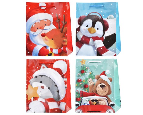 Пакет подарочный новогодний, "Christmas Animals" 18х10х23 см, ассорти, Золотая сказка