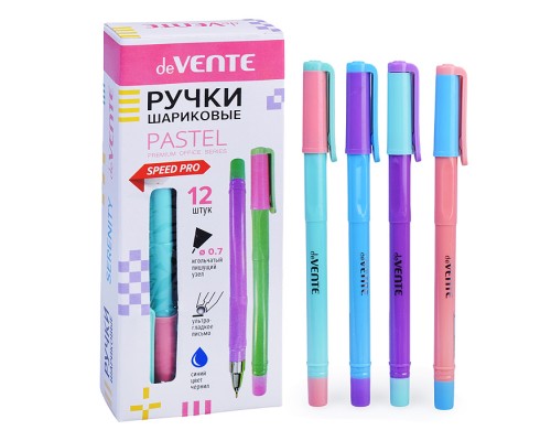 Ручка шариковая "Pastel" серия Speed Pro, d=0,7 мм, ультра гладкое письмо, чернила на масляной основе, стандартный пишущий узел, пастельный корпус, цвета корпуса ассорти, сменный стержень, индивидуальная маркировка, в картонной коробке, синяя