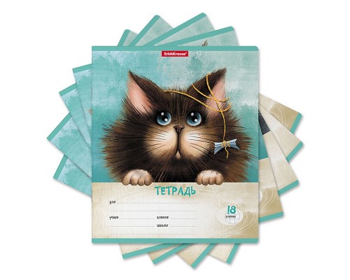 Тетрадь 18 л. клетка Funny Cats