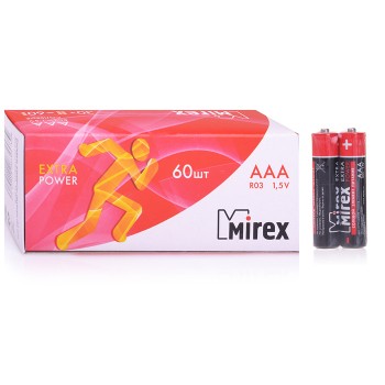 Батарея солевая Mirex R03 / AAA 1,5V, упаковка 60 шт., (2)