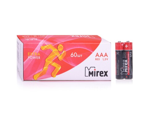 Батарея солевая Mirex R03 / AAA 1,5V, упаковка 60 шт., (2)