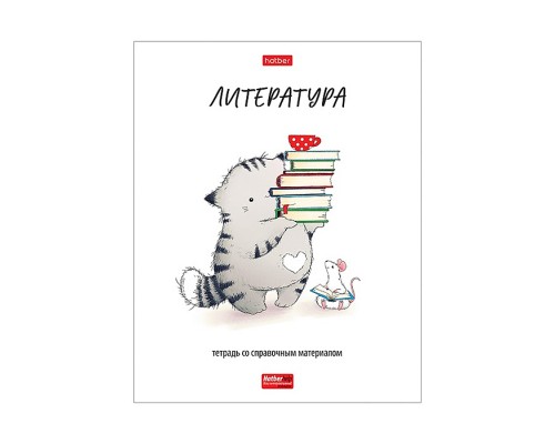 Тетрадь предметная 48л., линия "Литература. Приключения кота Пирожка" А5ф