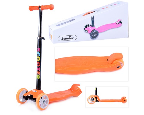 Самокат 3-х кол., оранжевый, PVC, ABEC 7, в коробке