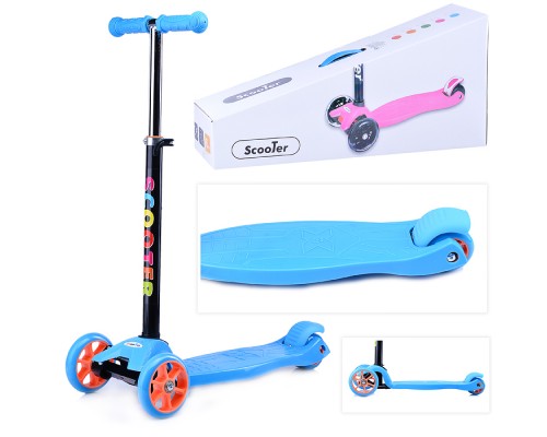 Самокат 3-х кол., голубой, PVC, ABEC 7, в коробке