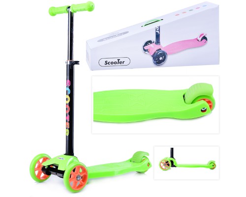 Самокат 3-х кол., зелёный, PVC, ABEC 7, в коробке